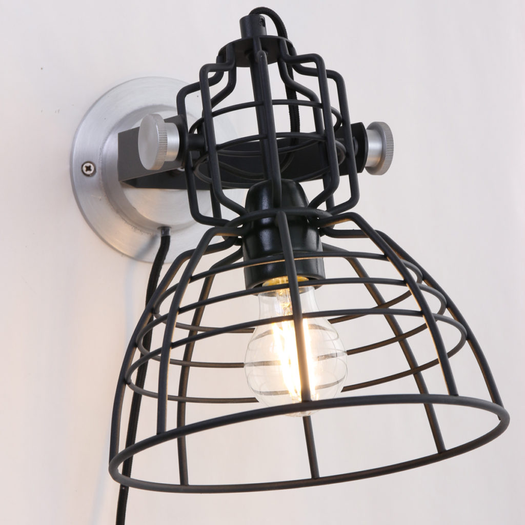 Hippe wandlamp Anne Mark III zwart ø22 cm Industriele lampen online