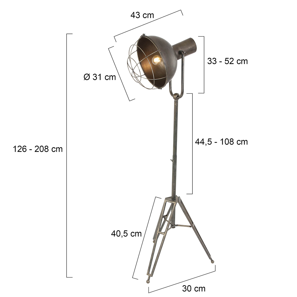 vloerlamp driepotig Londen grijs | Industriele lampen online