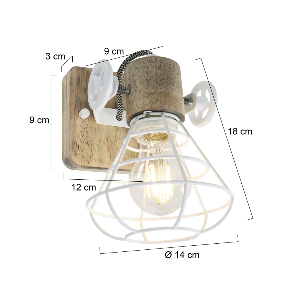 College Stevig directory Houten wandlamp Guernsey wit | Industriele lampen online