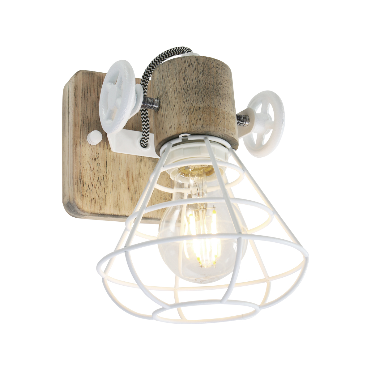 Houten wandlamp Guernsey wit | Industriele lampen