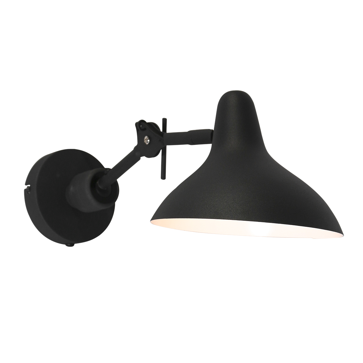 monteren met tijd middag Verstelbare wandlamp zwart industrieel design Kasket | Industriele lampen  online