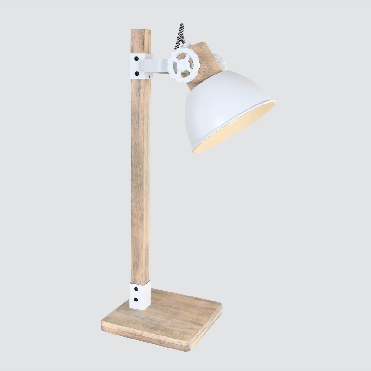 oor Oneerlijkheid Uitgraving Industriele houten bureaulamp Gearwood wit | Industriele lampen online